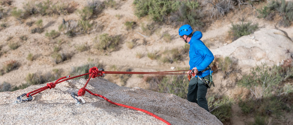 Aron rappelling in Joshua Tree National Park