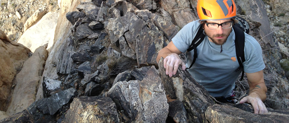 Climber on the Caesar Augustus in Joshua Tree National Park
