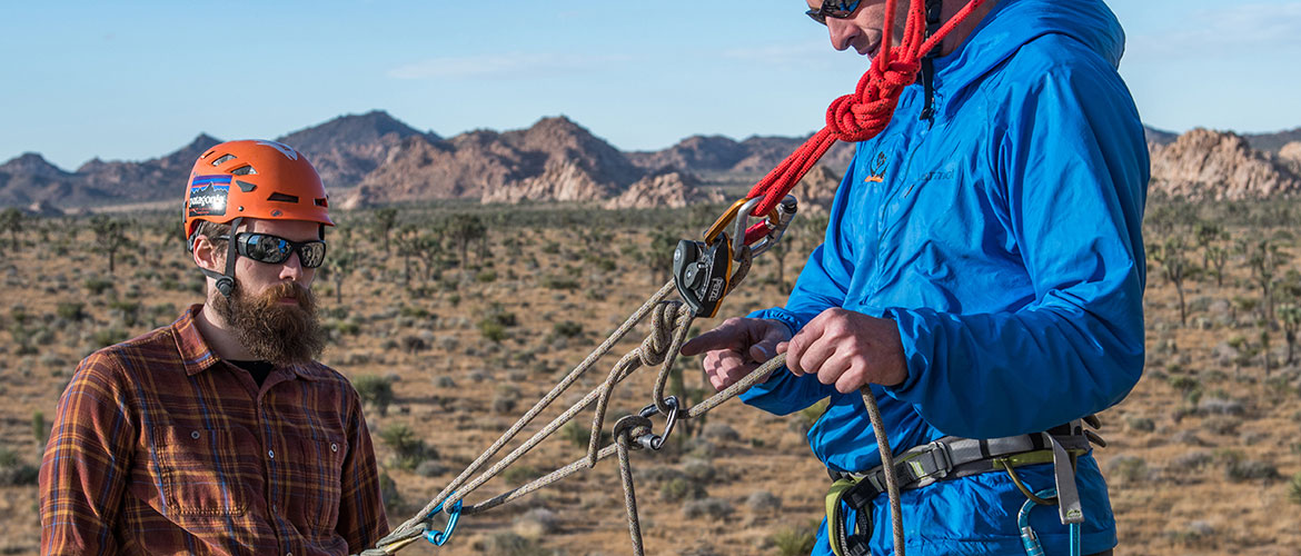 5 to 1 hauling system for rock climbing in Joshua Tree National Park