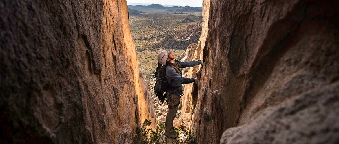 rock climber about to start climbing